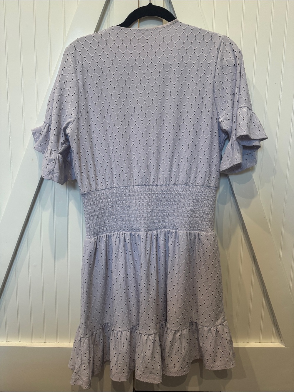 Lavender Eyelet Wrap Dress with Smocked Waist - Picture 4 of 4
